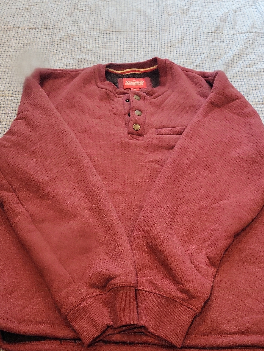 Coleman Burgundy Crewneck Henley Sweatshirt